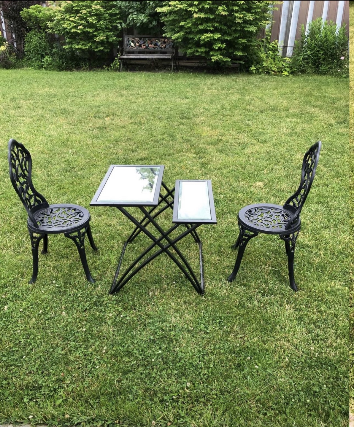 Black Cast Iron Bistro Set with Glass Tops - photo 2