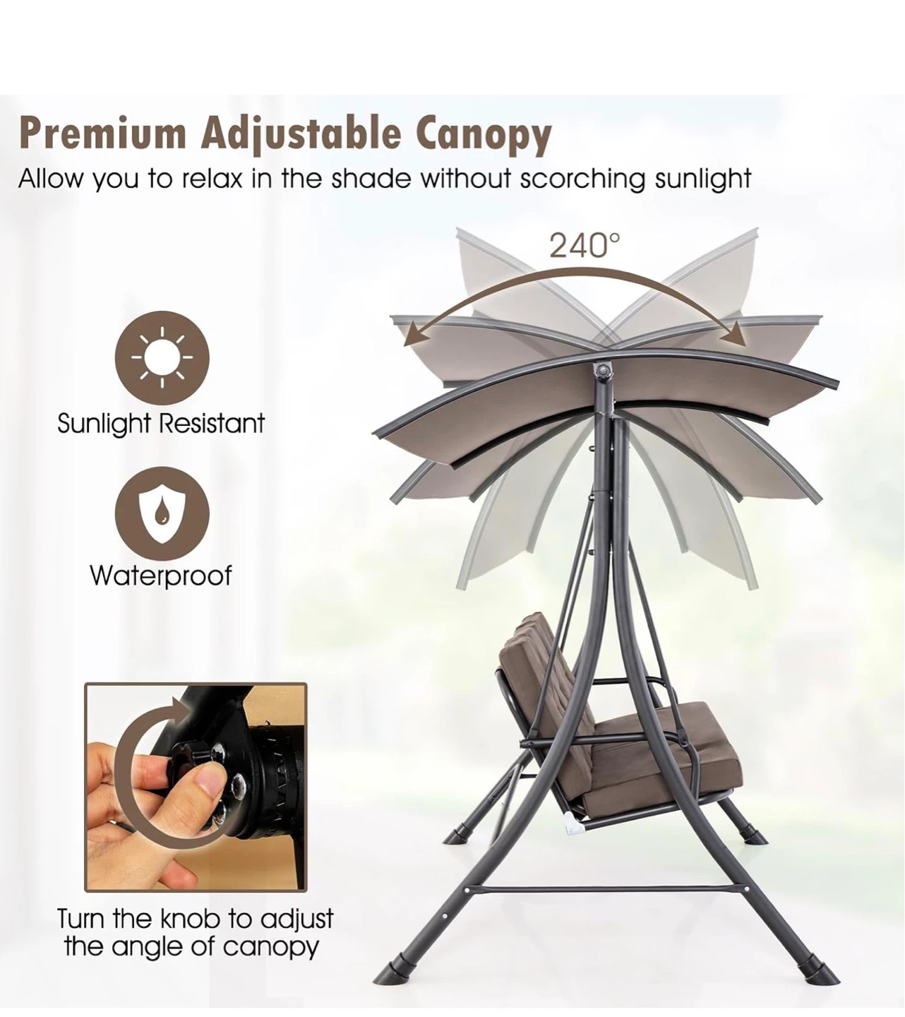Tangkula 3 Person Porch Swing - photo 4