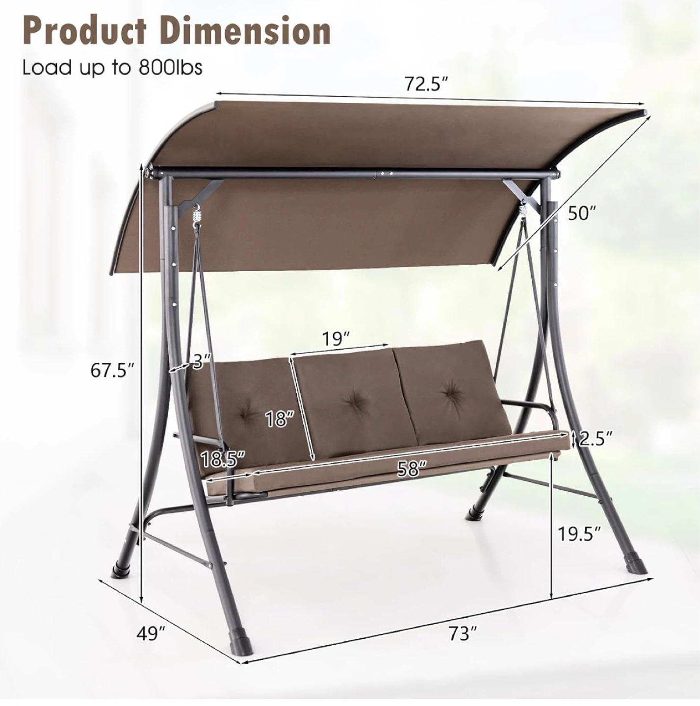 Tangkula 3 Person Porch Swing - photo 3