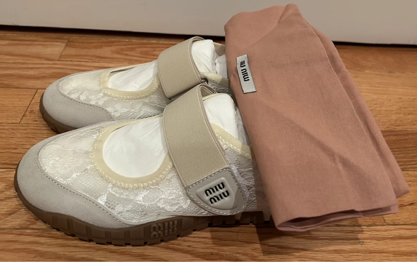 Miu Miu Women's White Lace Sneakers - photo 2