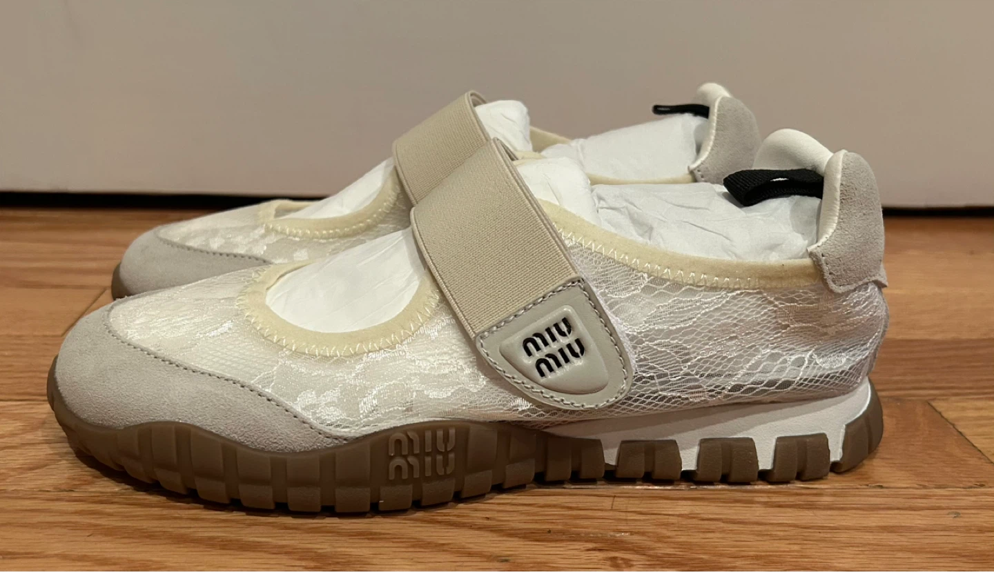 Miu Miu Women's White Lace Sneakers
