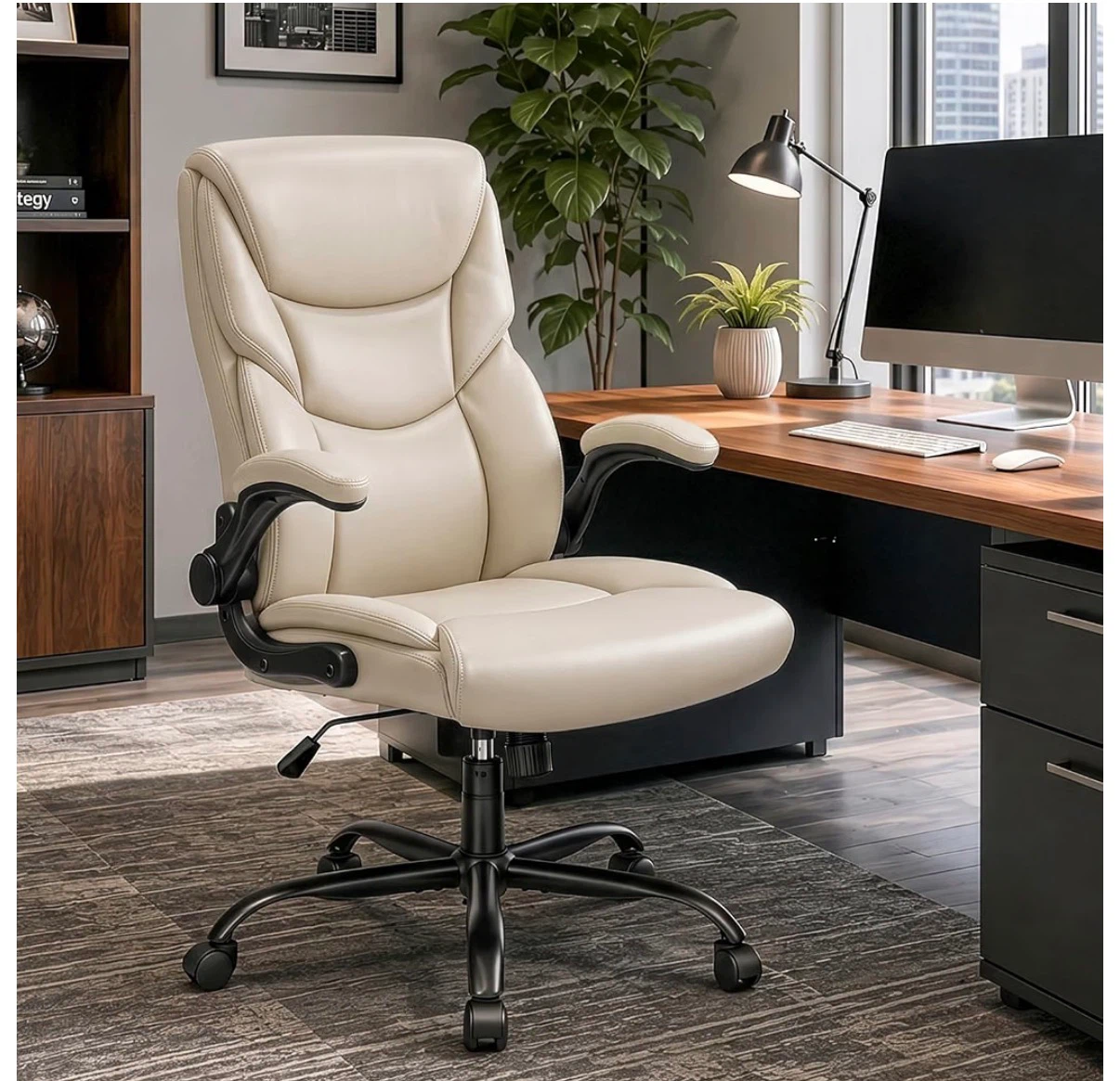 Sweetcrispy Office Executive Chair - Beige PU Leather - photo 4