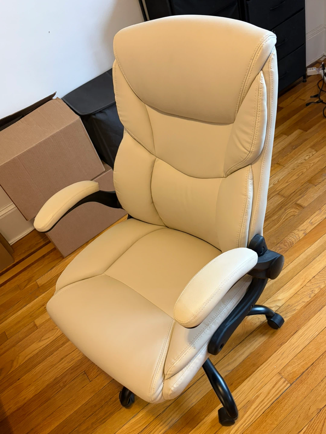 Sweetcrispy Office Executive Chair - Beige PU Leather