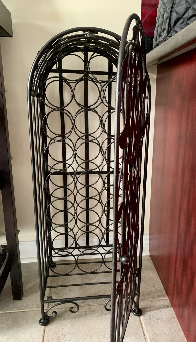 Black Metal Wine Rack with Door