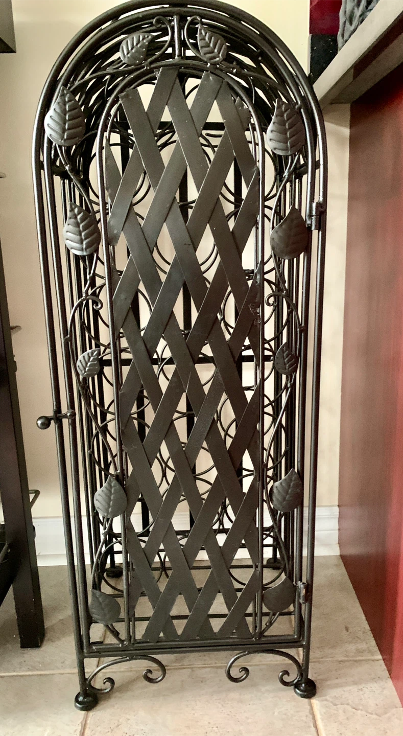 Black Metal Wine Rack with Door - photo 2