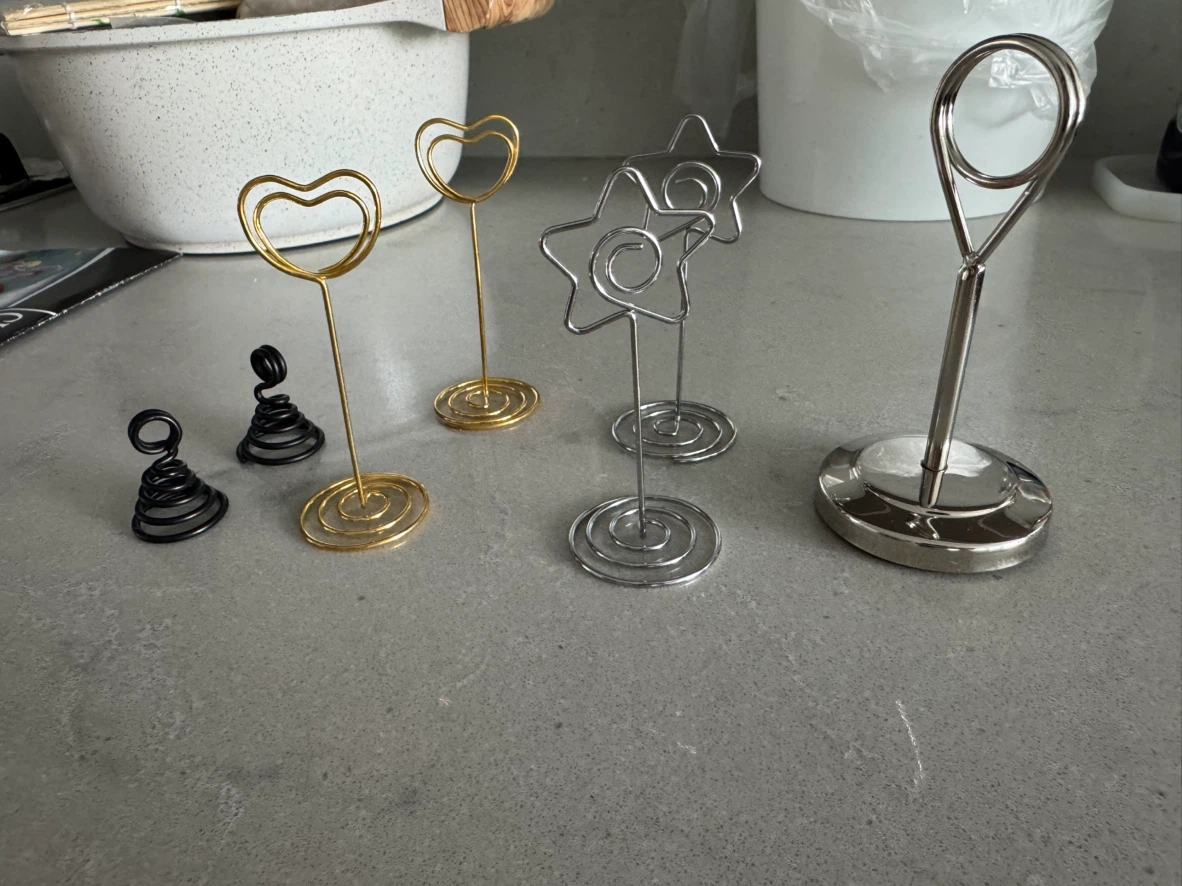 Set of 7 Decorative Wire Photo/Table Number Holders