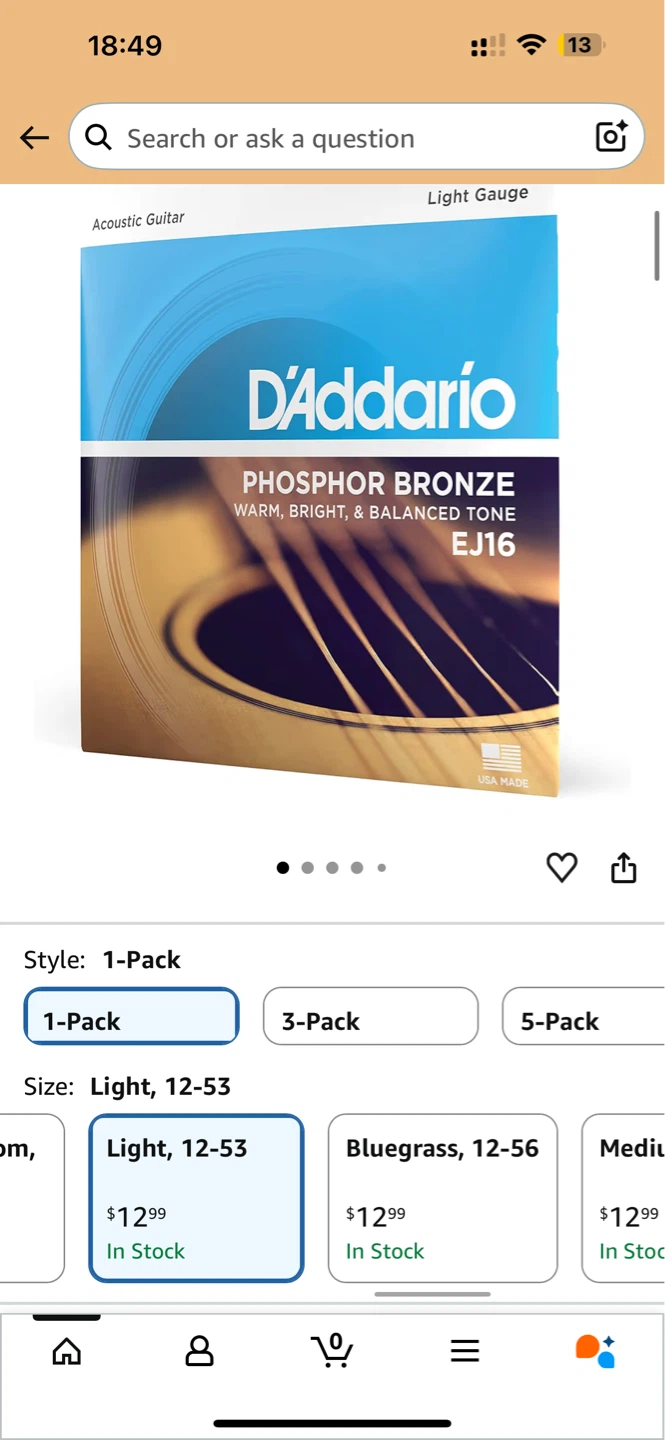 D'Addario Acoustic Guitar Strings EJ11 80/20 Bronze Light Gauge - photo 2