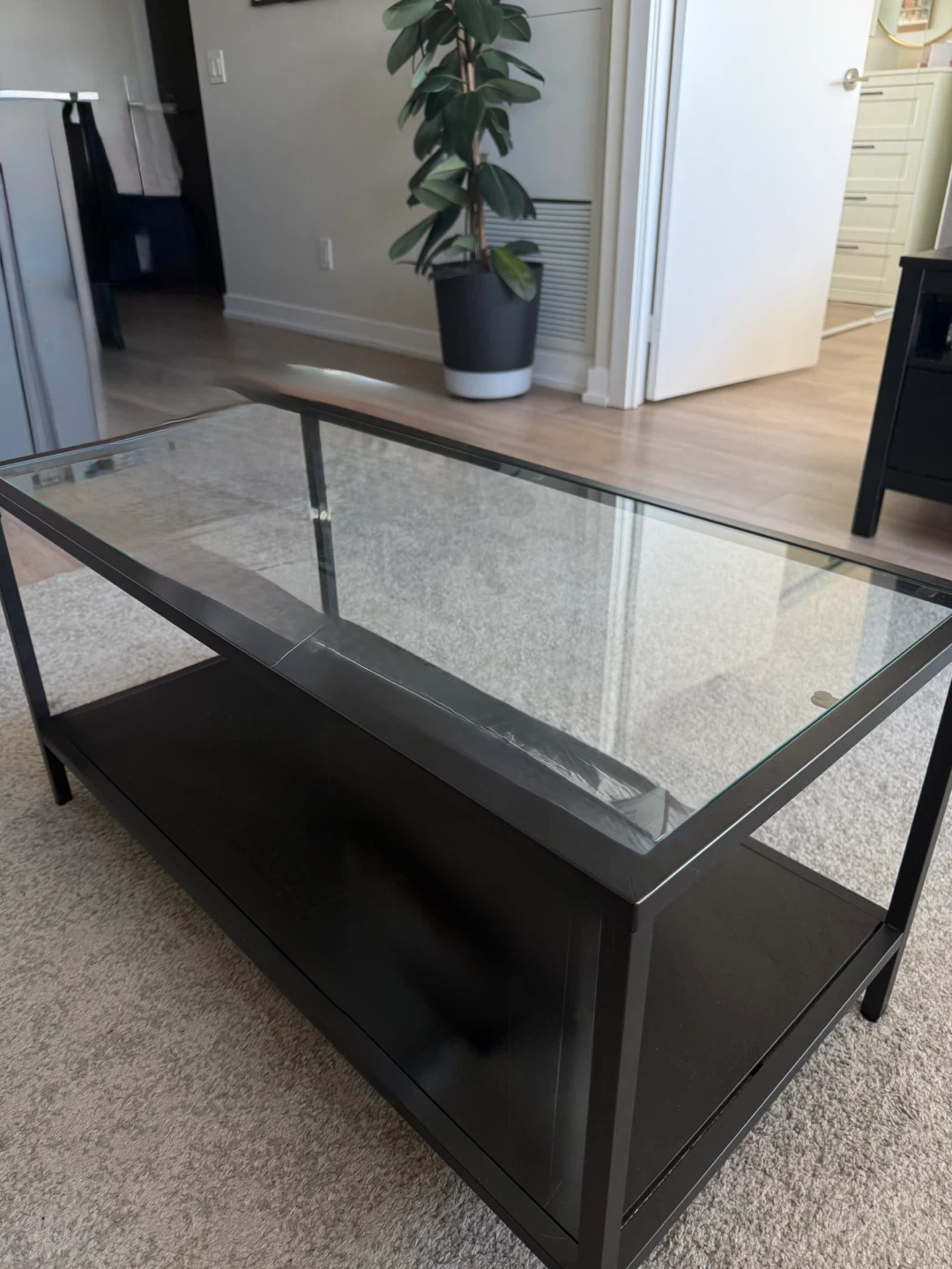 2 Matching Tables: Glass Top Coffee + Matching Side Table