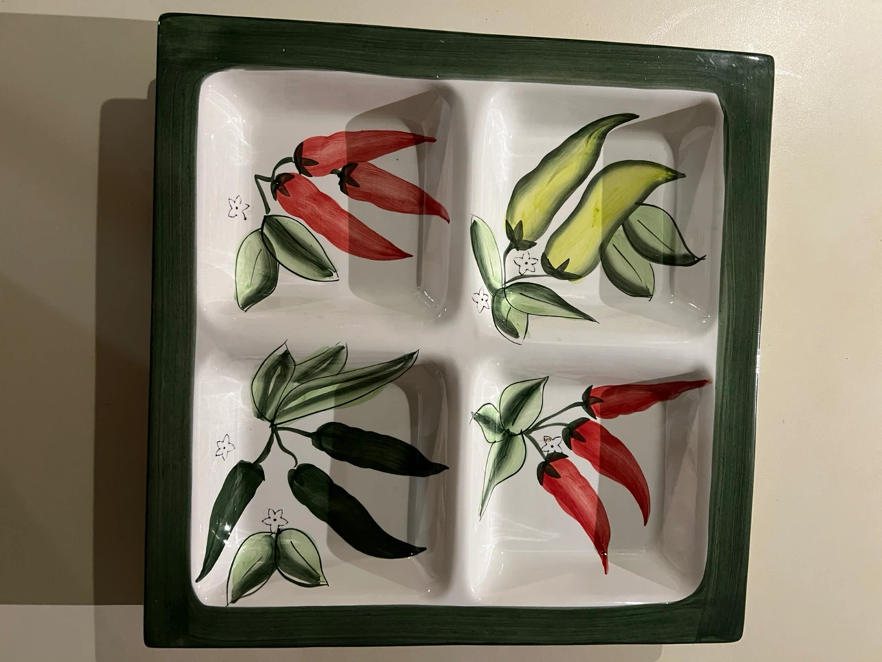 Hand-Painted Divided Serving Platter