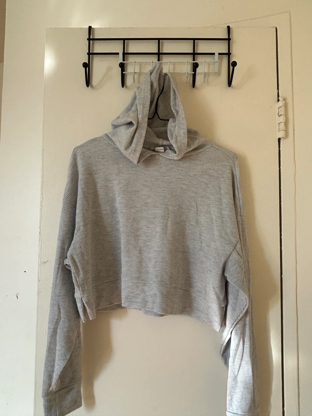 SWS Athletics Grey Waffle Knit Cropped Hoodie
