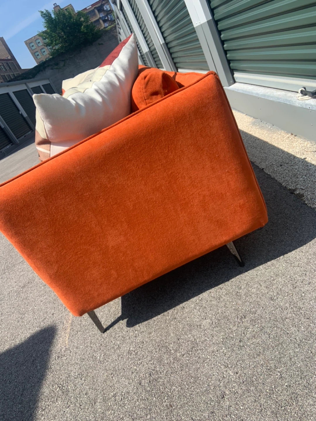 Orange Loveseat Sofa with Decorative Pillows - photo 3