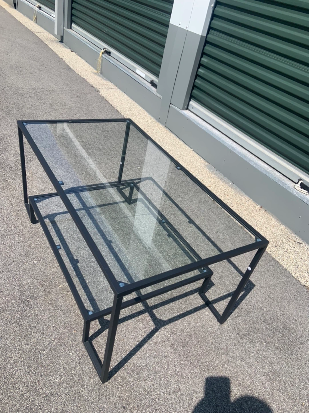 Modern Glass Coffee Table with Black Metal Frame - photo 2