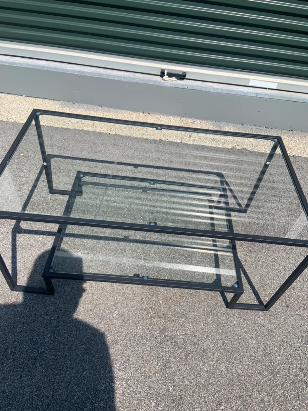 Modern Glass Coffee Table with Black Metal Frame
