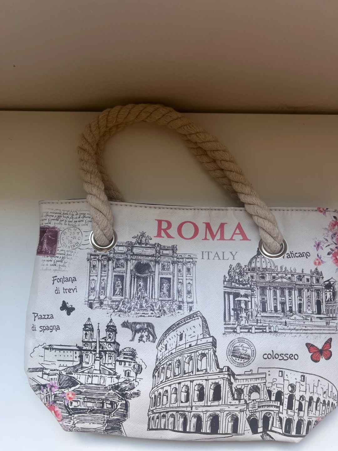 Roma Italy Tote Bag with Rope Handles