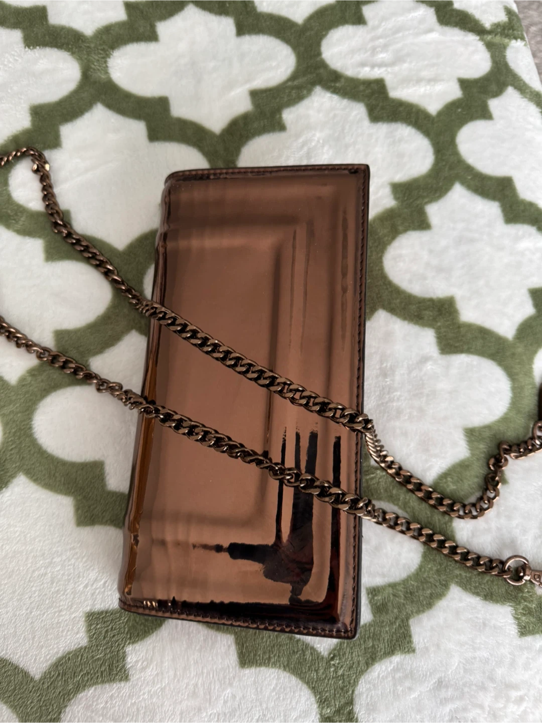 Bronze Metallic Clutch with Chain Strap - photo 2