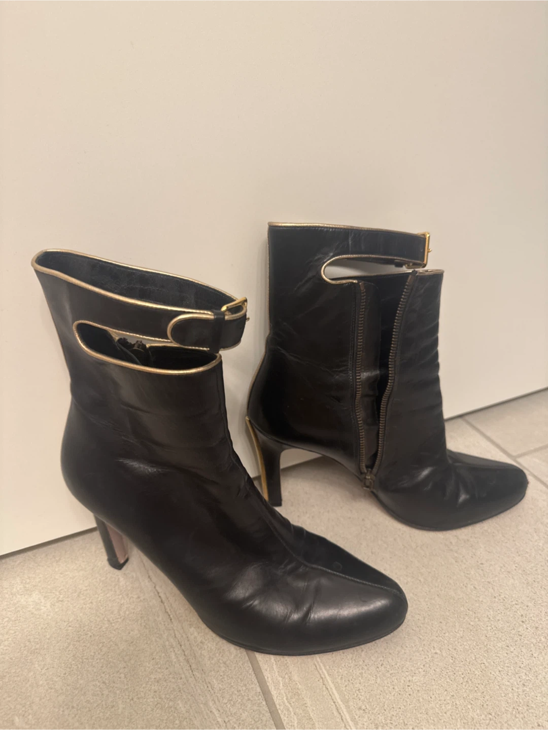 Miu Miu Black Leather Ankle Boots