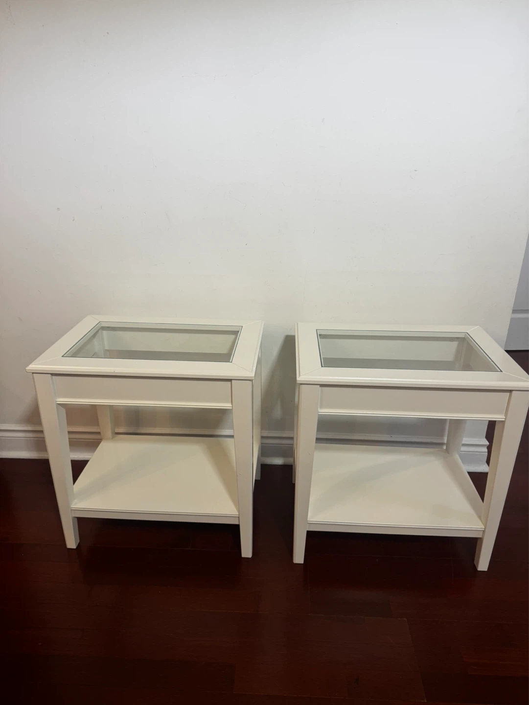 White Side Tables with Glass Top