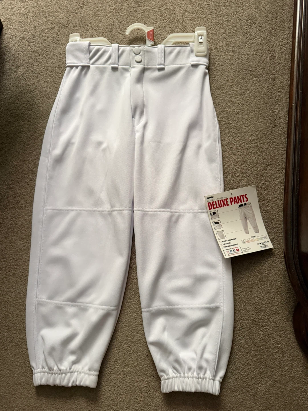 Franklin Knicker Style Baseball Pants - Youth Medium - White