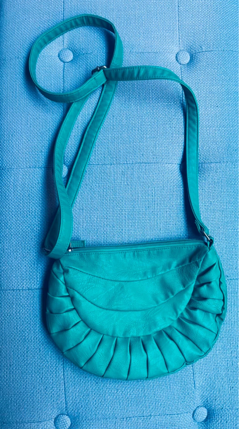 Teal Faux Leather Crossbody Purse