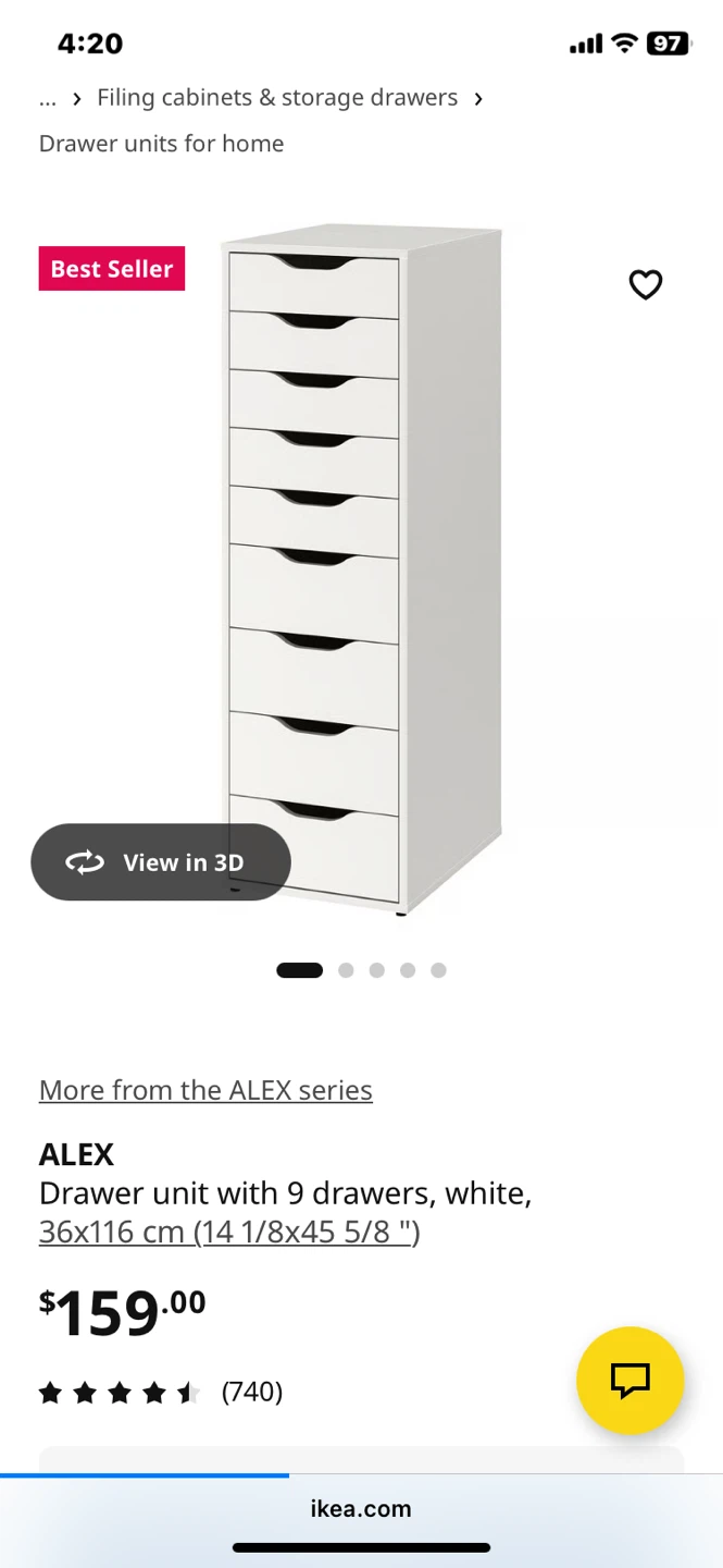 IKEA ALEX 9 Drawer Unit White - photo 3