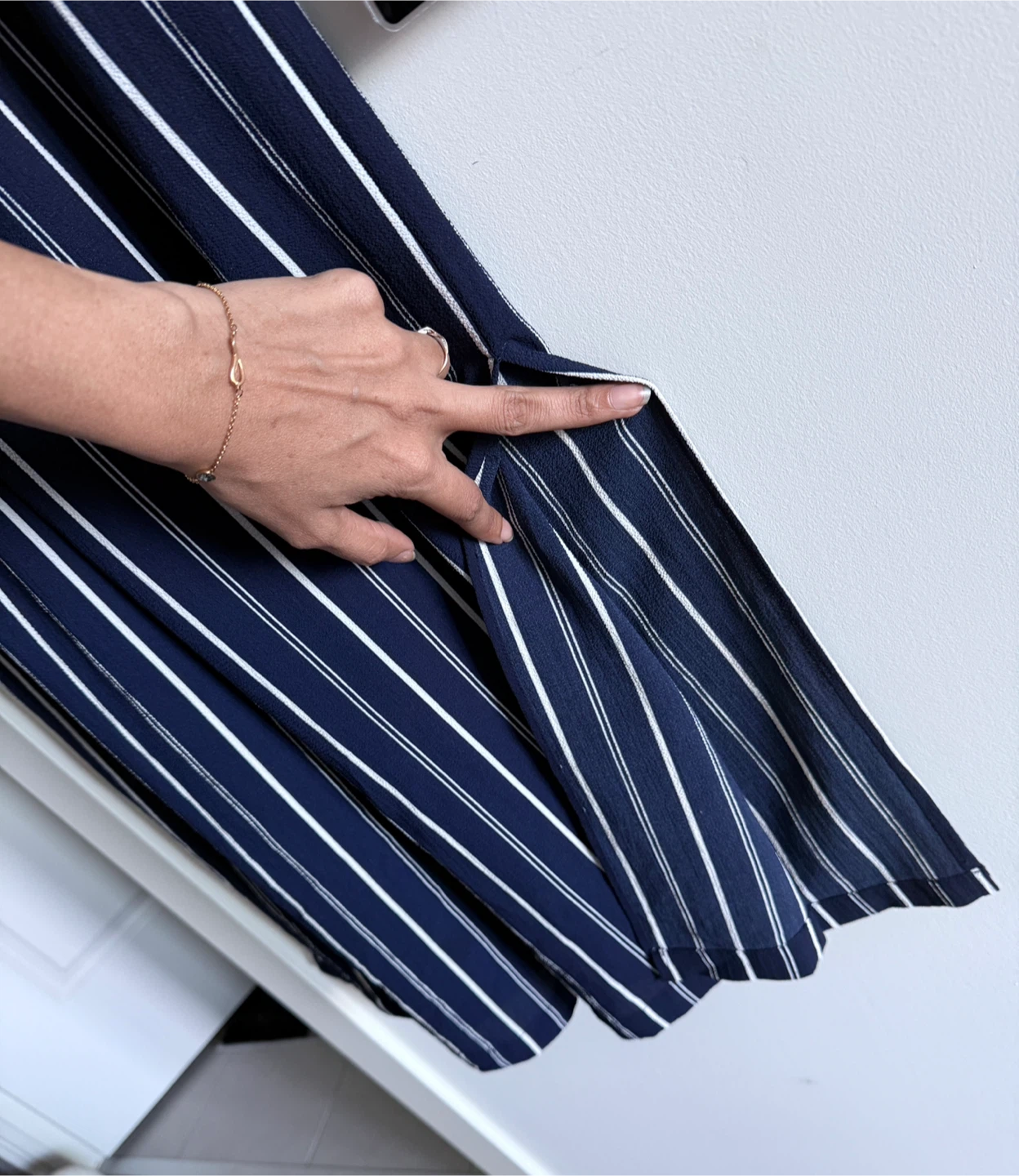 Monteau Navy Striped Jumpsuit - Size S - photo 4