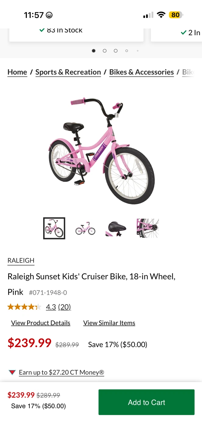 Raleigh Sunset Kids' Cruiser Bike - Pink - photo 2