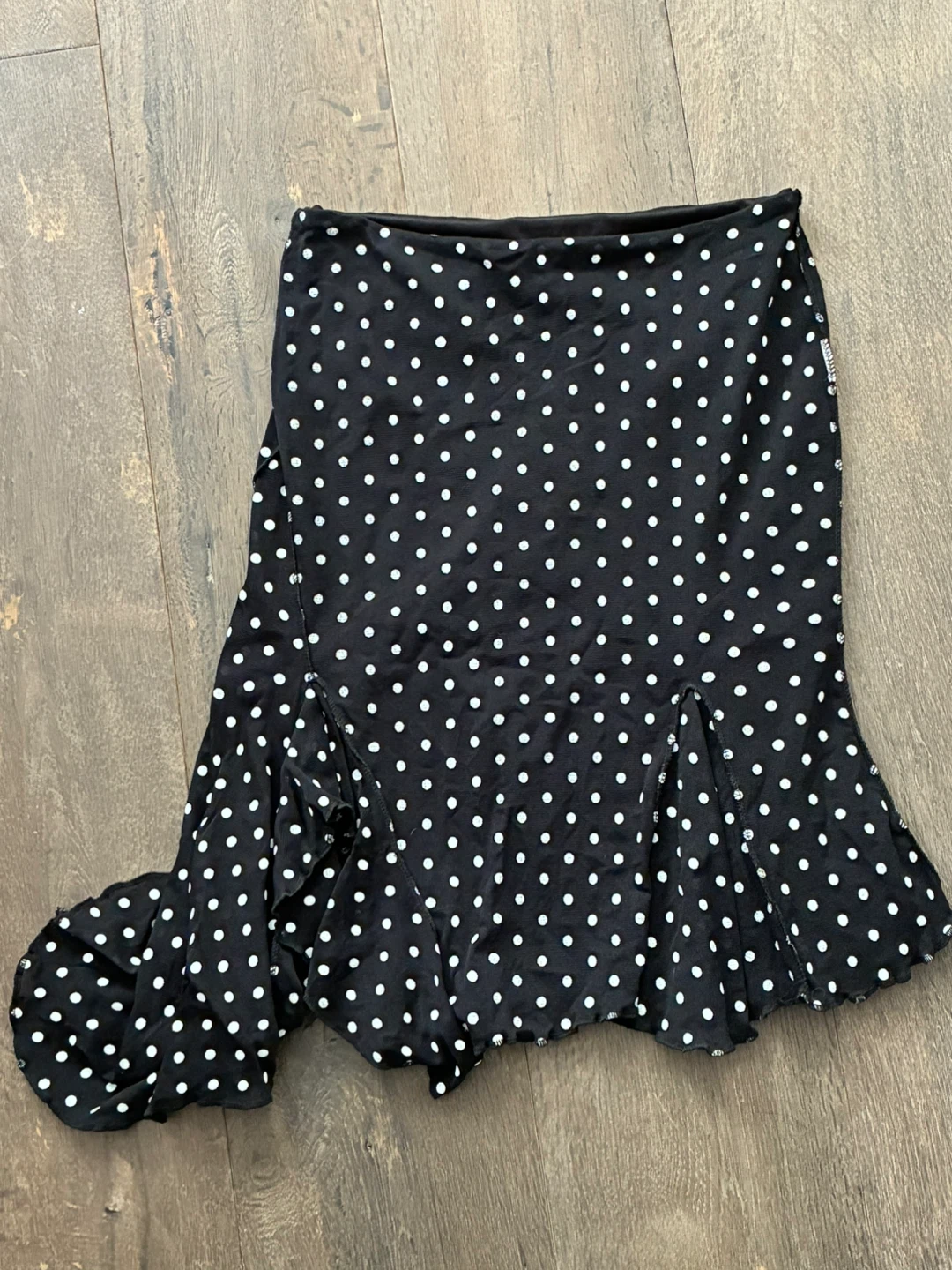 Black and White Polka Dot Midi Skirt