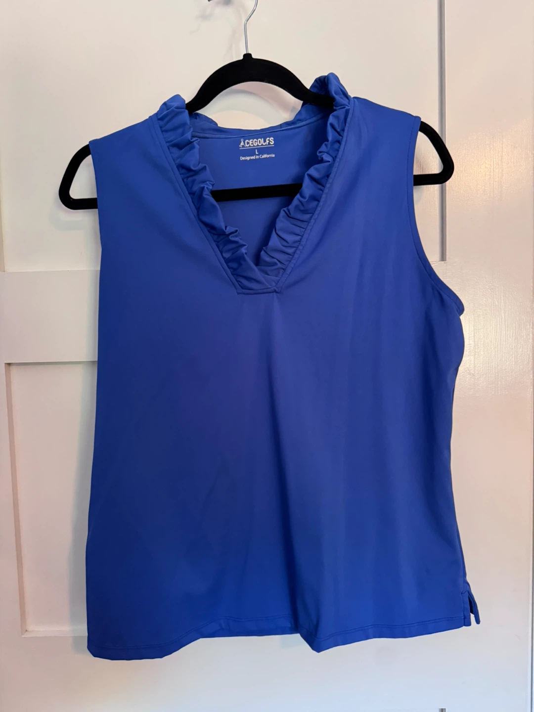 Ace Golfs Sleeveless Ruffle Neck Top - Royal Blue