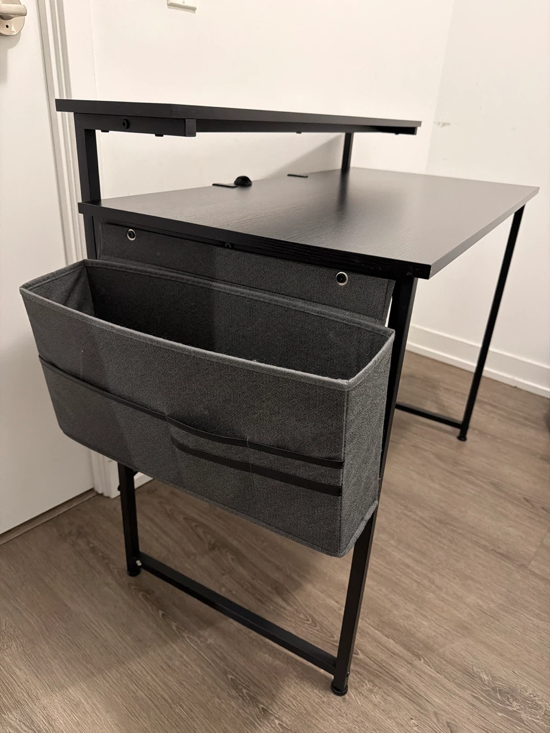 Moving Out Sale: Black Desk with Storage and Monitor Shelf - photo 2