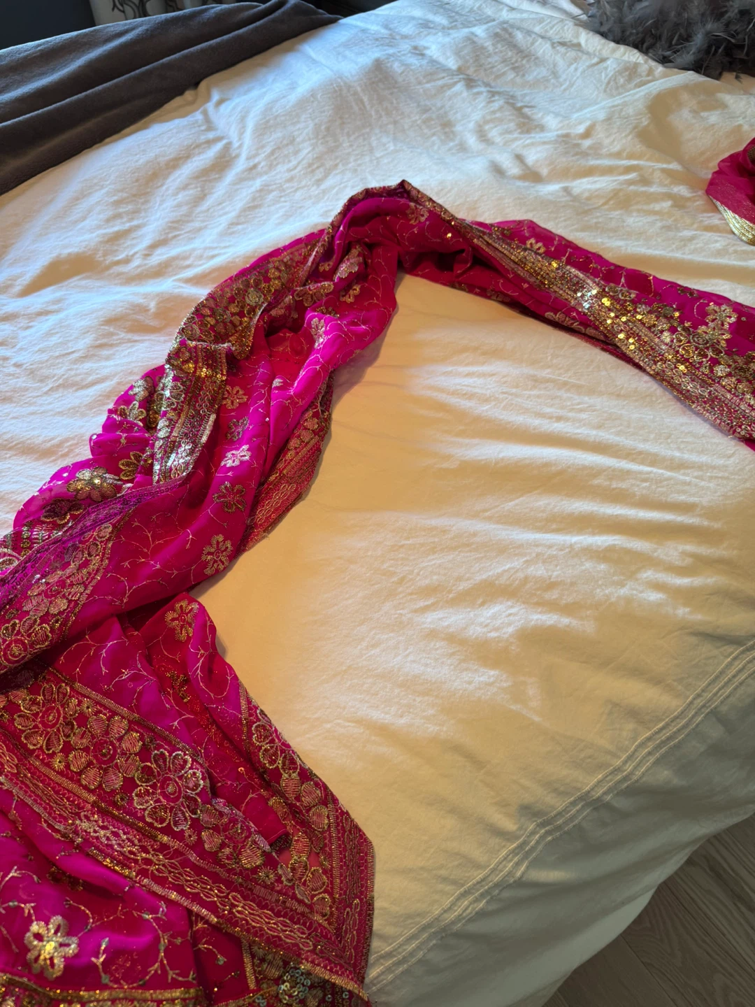 Bright Pink Embroidered Scarf/Dupatta - photo 2