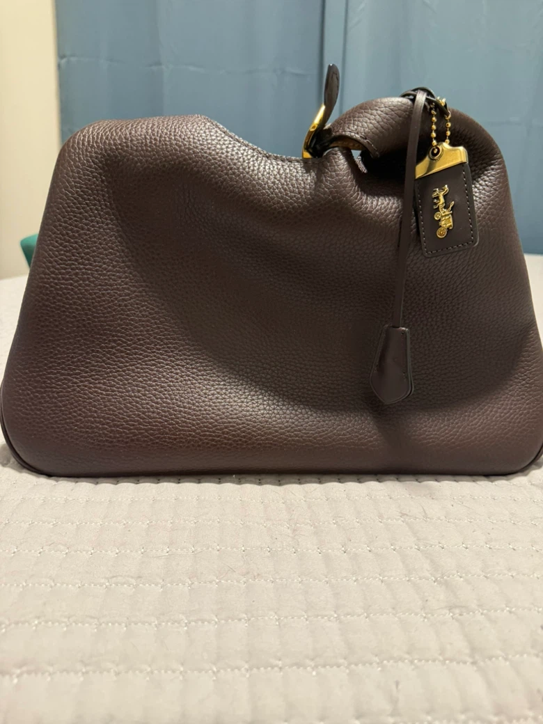 Coach Brown Pebble Leather Hobo Handbag