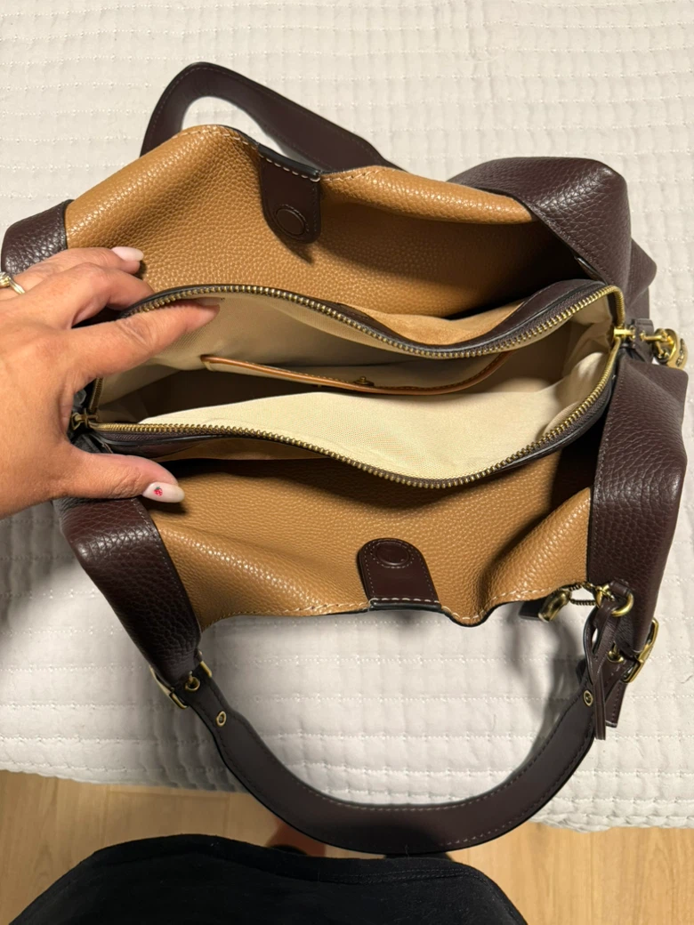Coach Brown Pebble Leather Hobo Handbag - photo 3