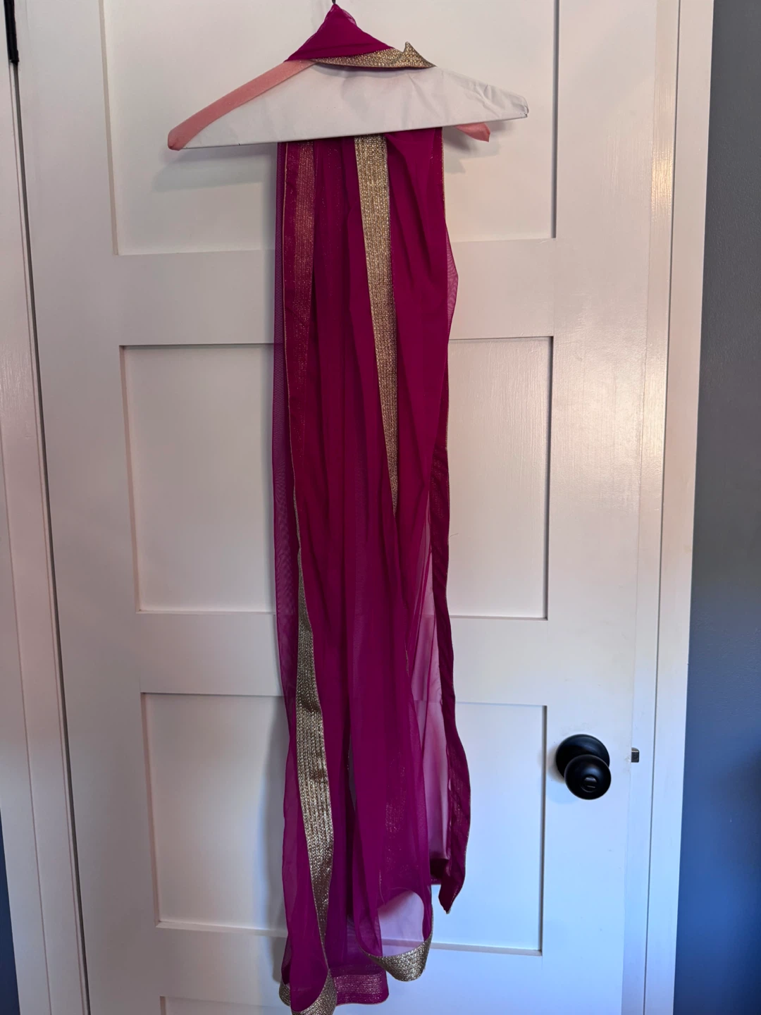 Magenta Dupatta with Gold Trim