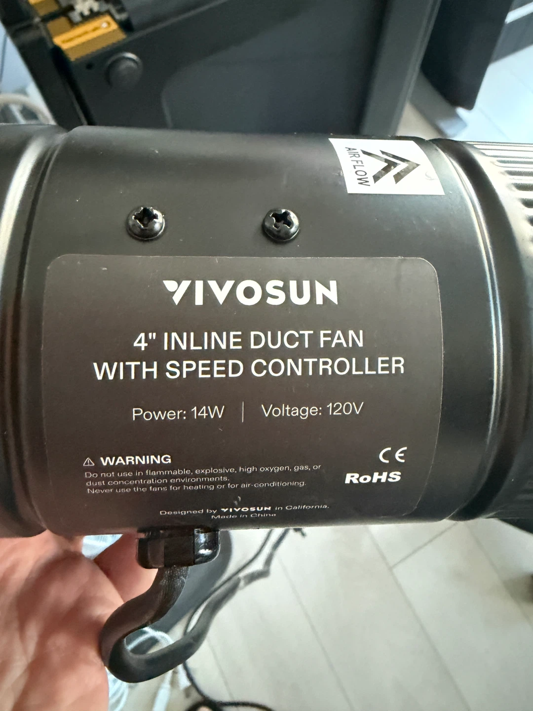 VIVOSUN 4" Inline Duct Fan with Speed Controller