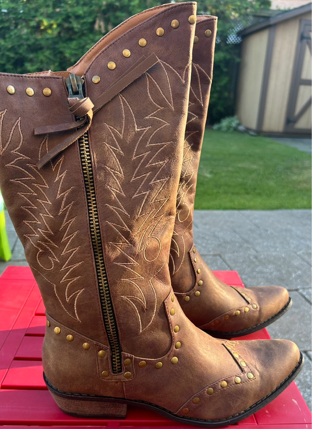 COCONUTS BY Matisse Brown Studded Cowboy Boots - photo 4