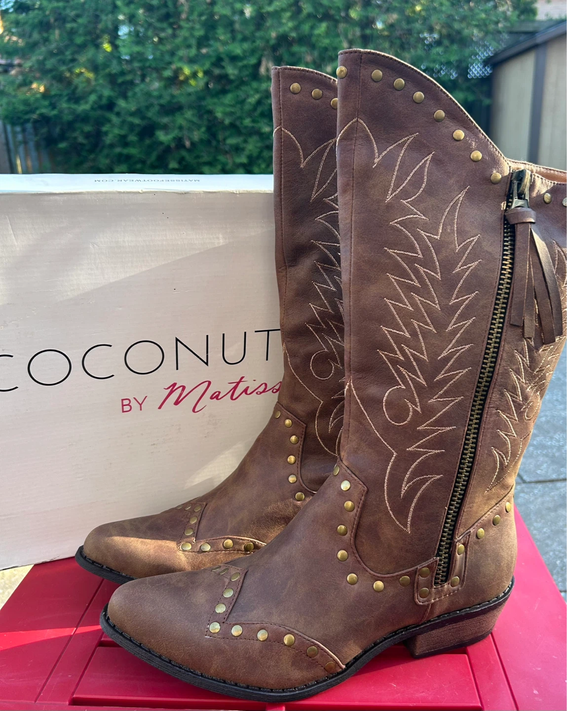 COCONUTS BY Matisse Brown Studded Cowboy Boots - photo 2