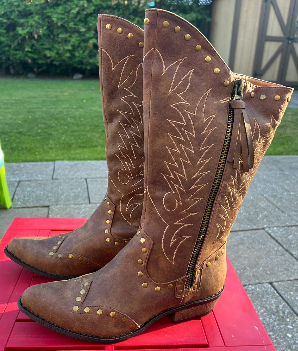 COCONUTS BY Matisse Brown Studded Cowboy Boots - photo 3
