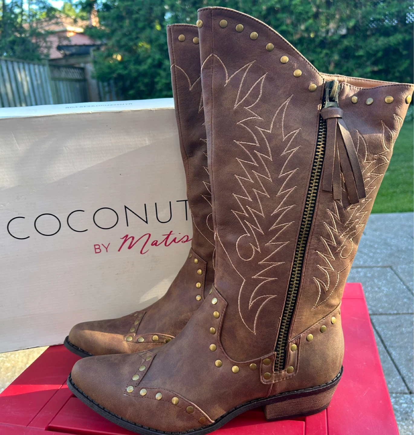 COCONUTS BY Matisse Brown Studded Cowboy Boots - photo 5