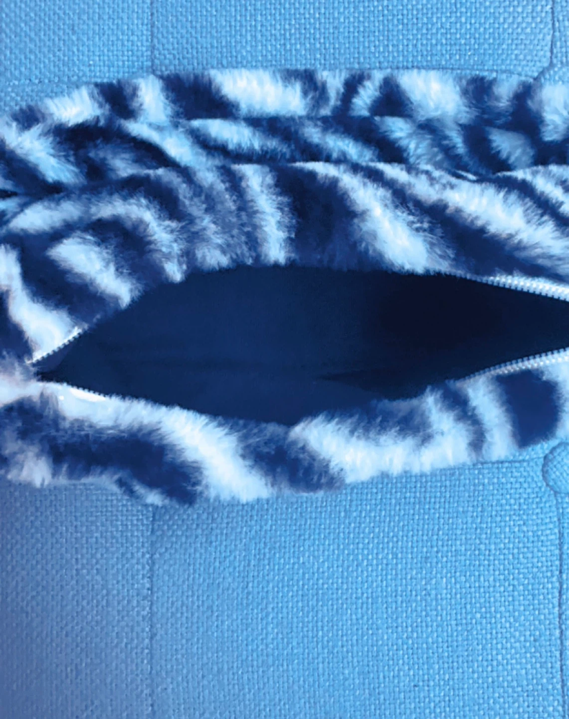 Black and White Zebra Print Faux Fur Shoulder Bag - photo 3