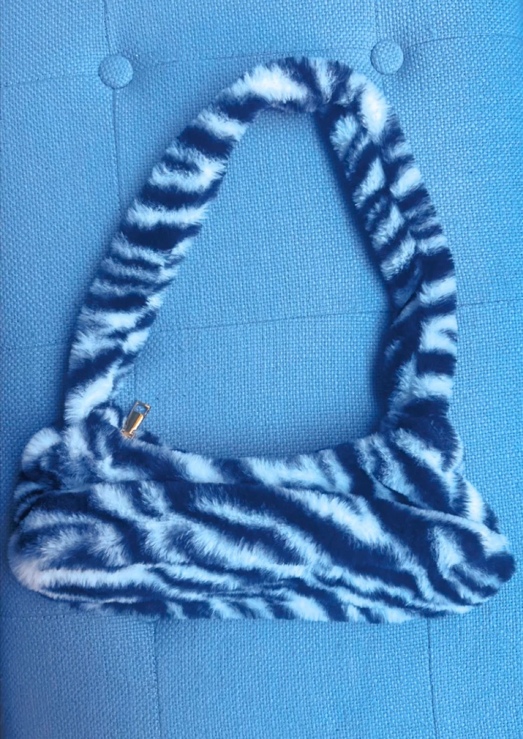 Black and White Zebra Print Faux Fur Shoulder Bag - photo 2