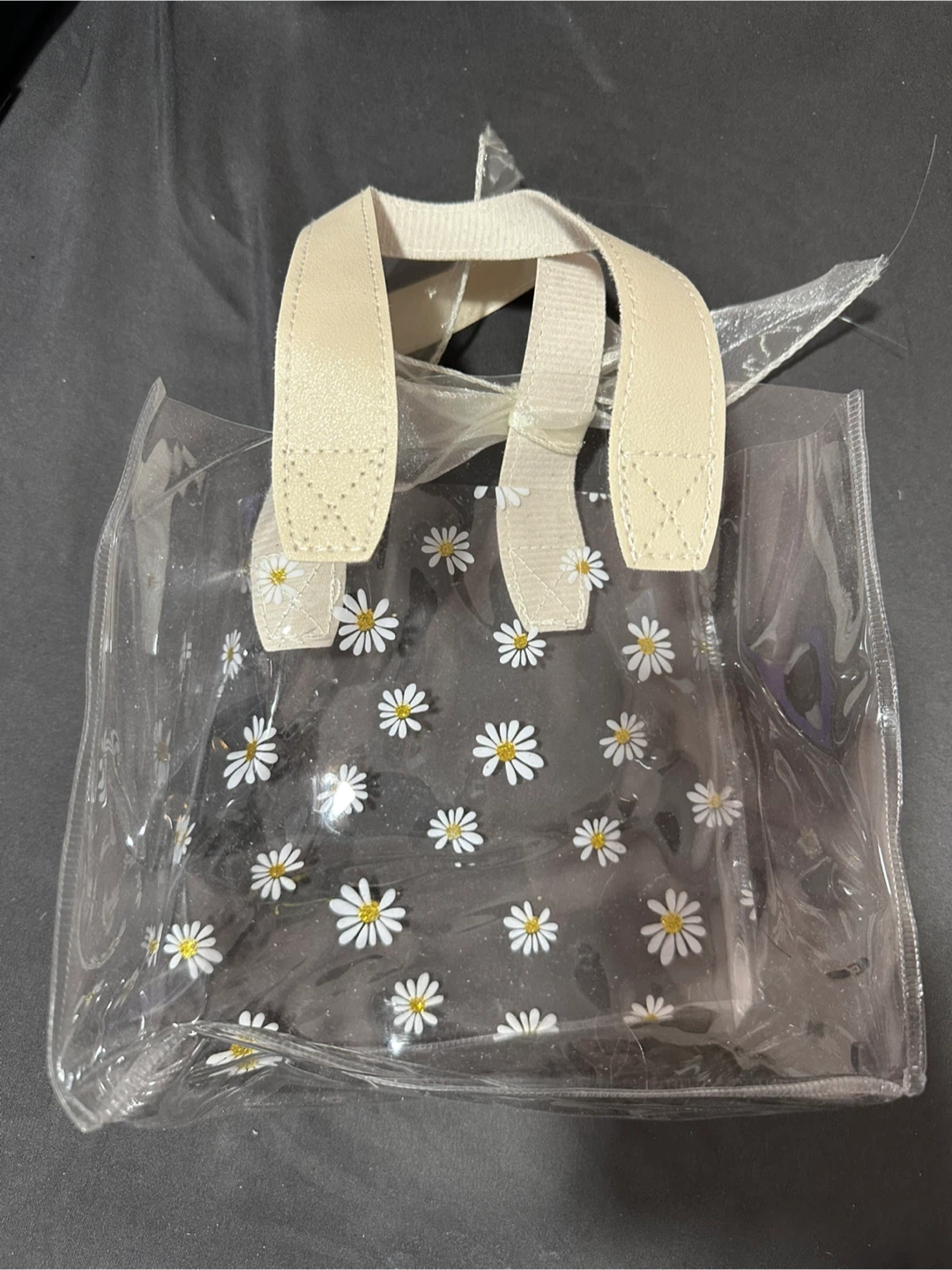 Clear Small Daisy Print Tote Bag