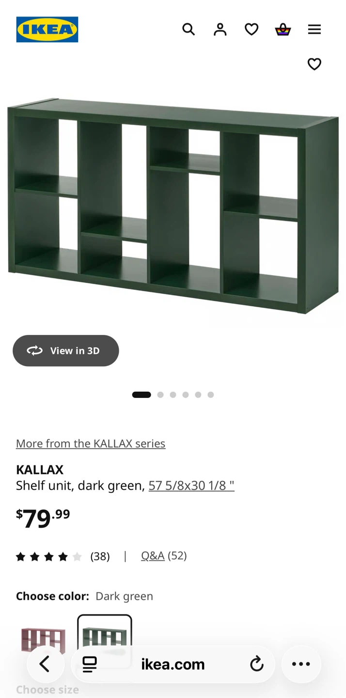 IKEA KALLAX Shelf Unit - Dark Green