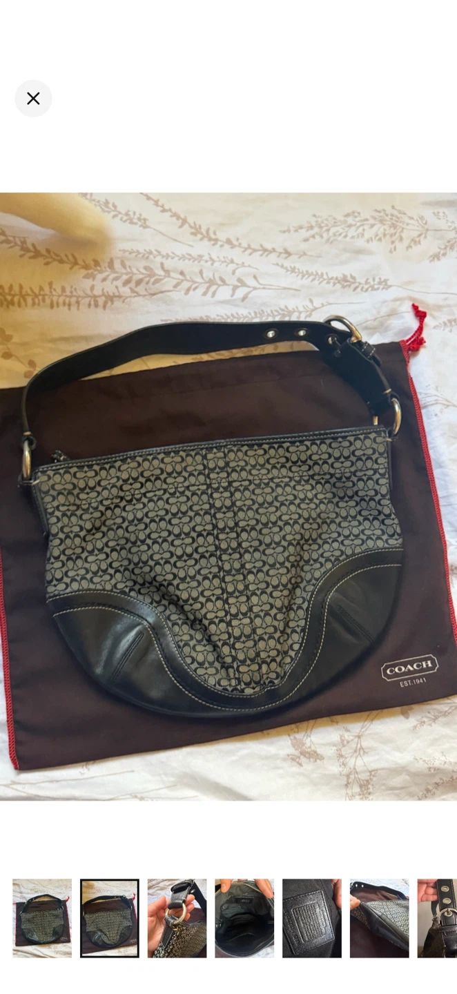 🖤Y2K Medium Coach Soho Hobo Bag in Black-Gray - photo 2