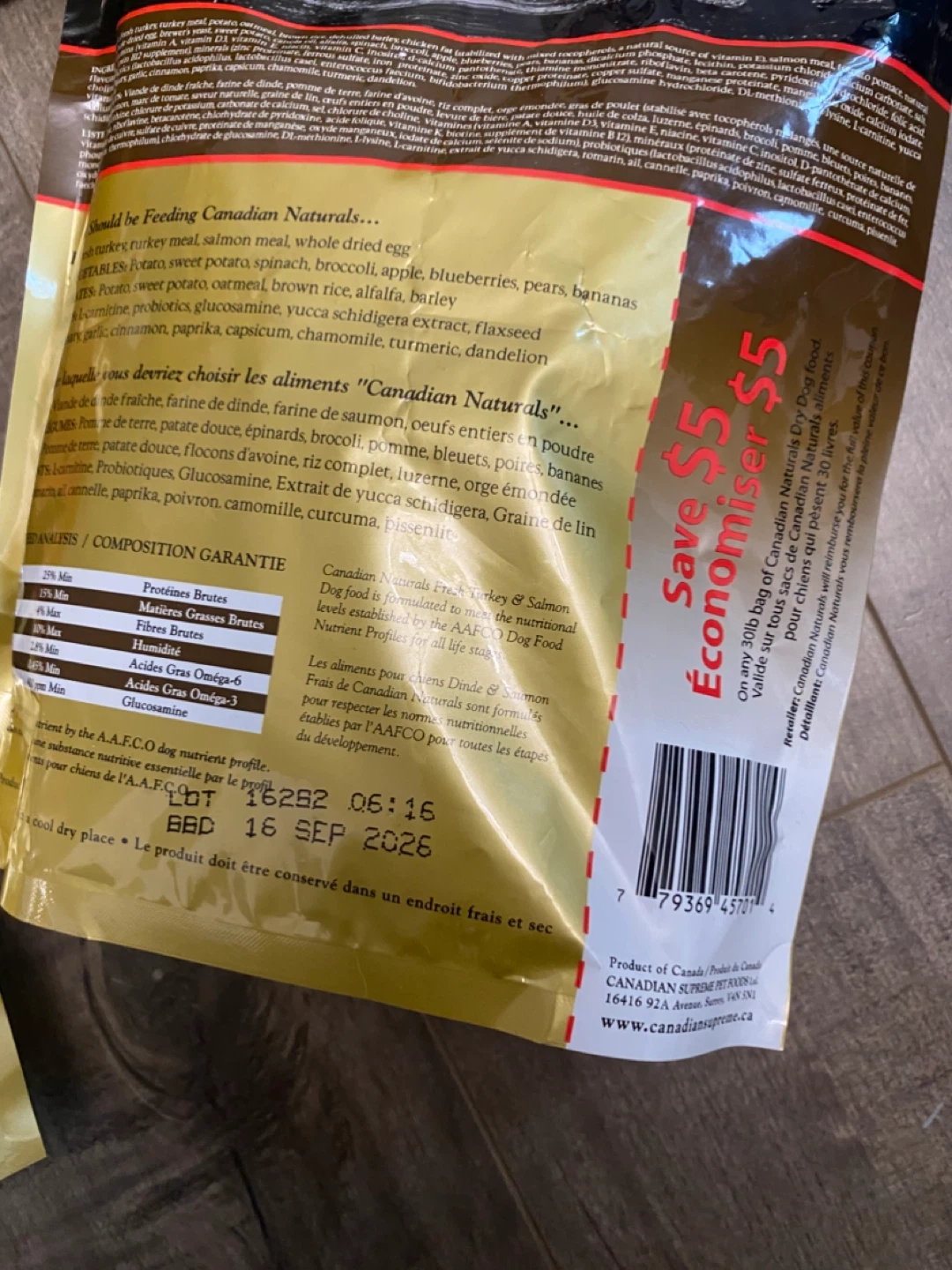 Canadian Naturals Turkey & Salmon Dog Food - 6 bags - photo 2