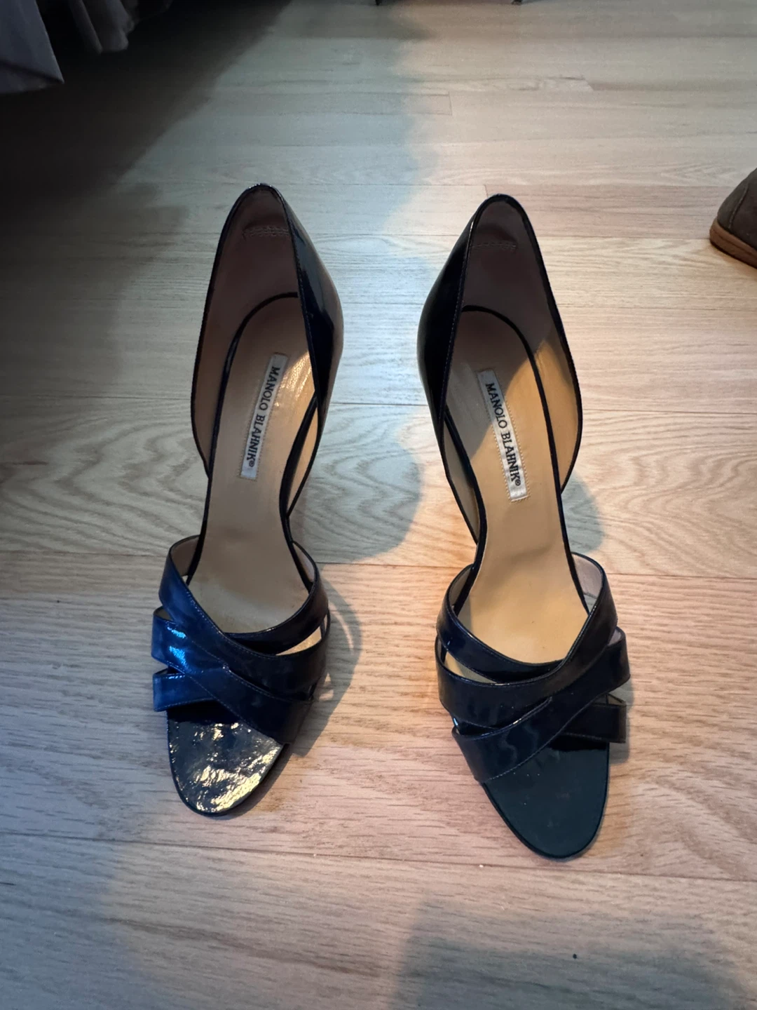 Manolo Blahnik Black Patent Heels - Size 39