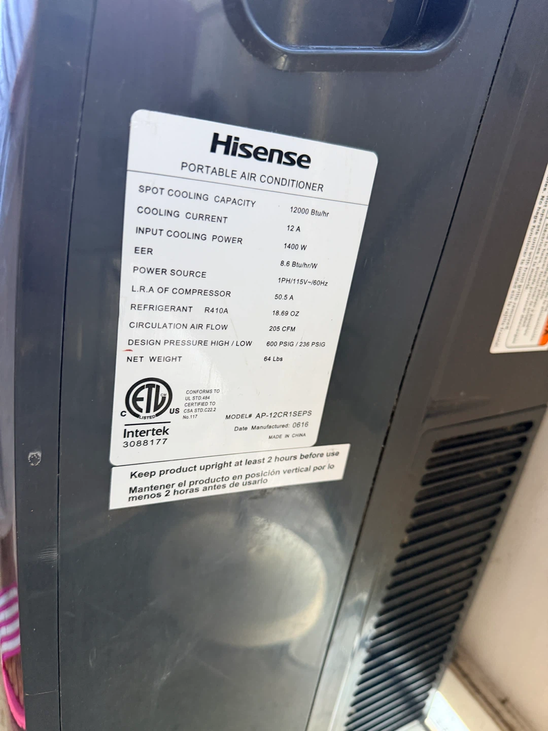 Hisense 12000 BTU Portable Air Conditioner - photo 3