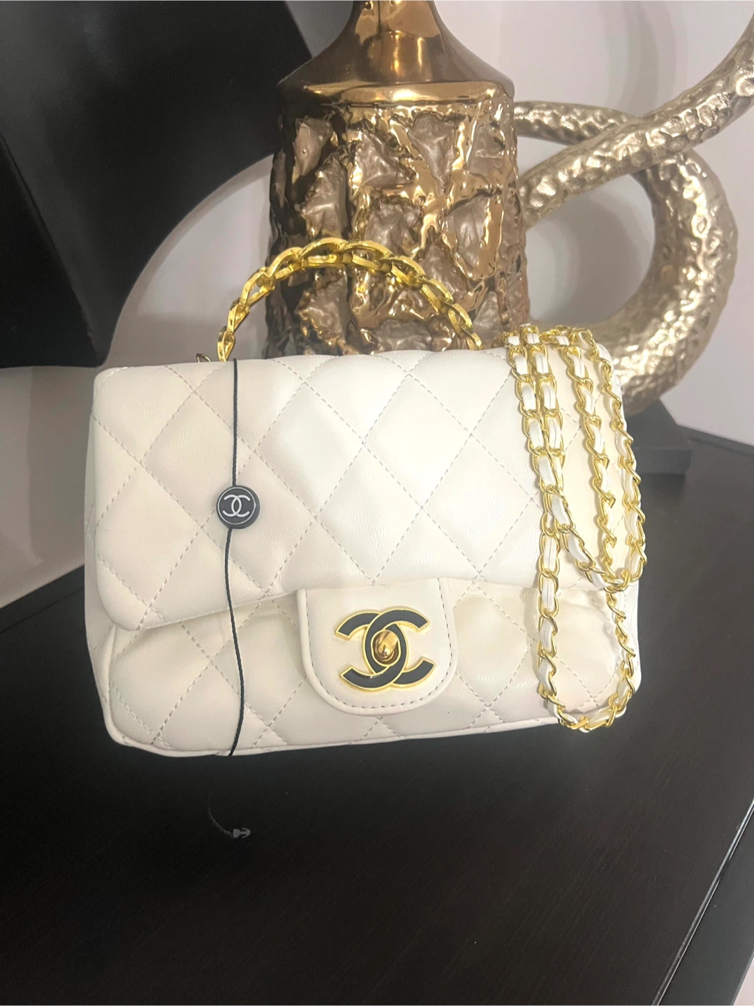 White Quilted Chain Bag