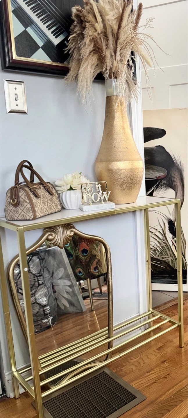 Gold Frame Console Table - Artificial Marble Top - photo 3