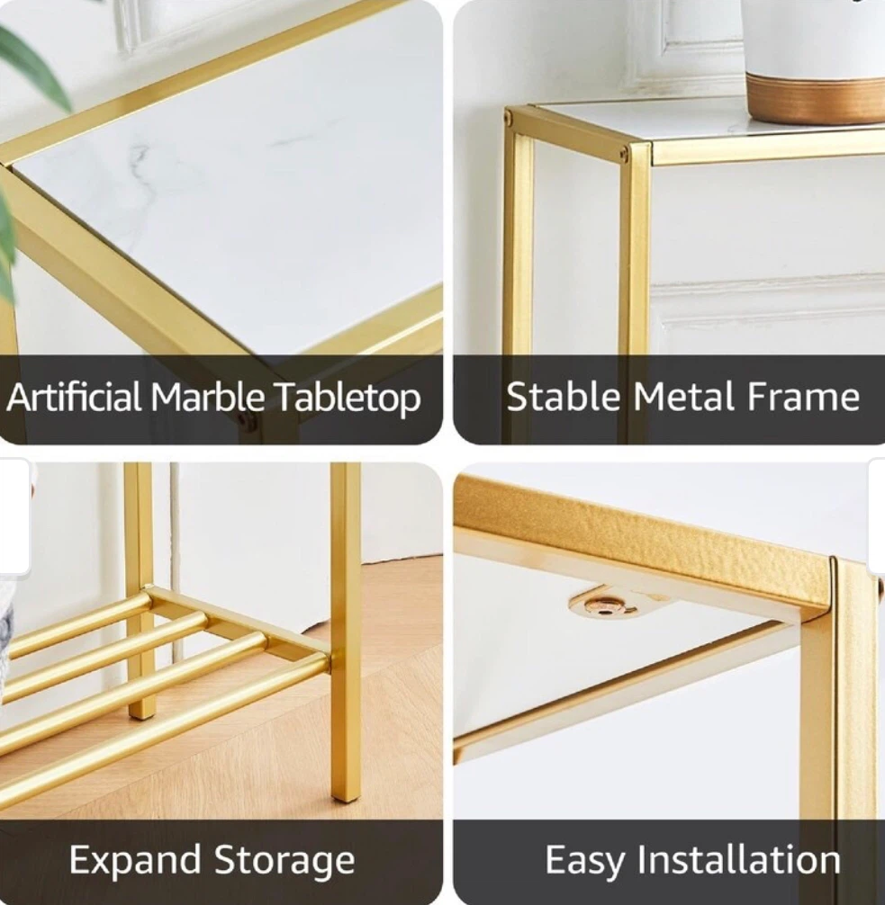 Gold Frame Console Table - Artificial Marble Top - photo 4