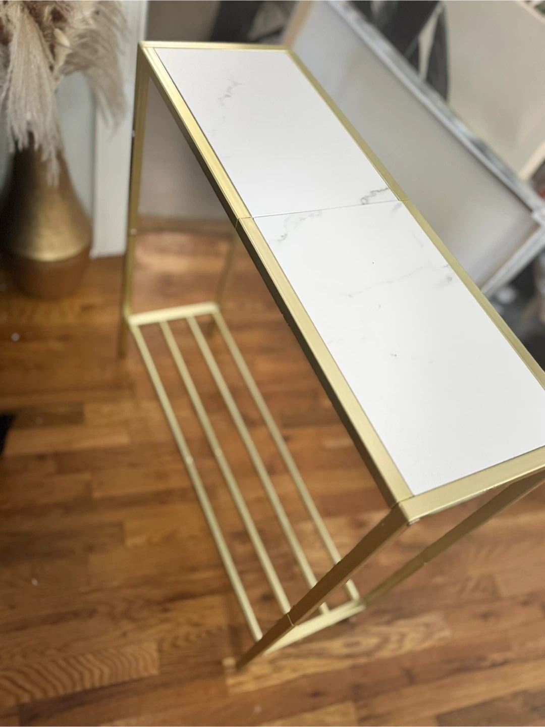Gold Frame Console Table - Artificial Marble Top - photo 5